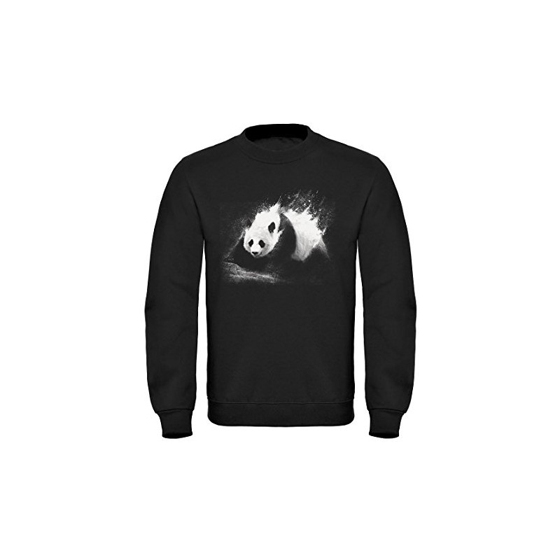 Neverless Men's Panda Splash Crew Neck Sweatshirt, Panda Splash Black