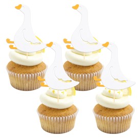 36 Pcs Silly Goose Party Cupcake Toppers, Funny, Goose Theme Party Supplies, for Boys Girls Baby Shower Birthday Party Supplies Decorations, white