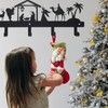 Nativity Christmas Stocking Holder, Metal Hanging Sign with 5 Hangers
