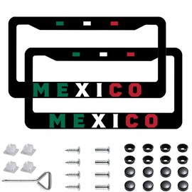 2 Pack for Mexico License Plate Frame - Mexican Flag Colors Metal License Plate Frame, Stainless Steel Auto Plate Frames