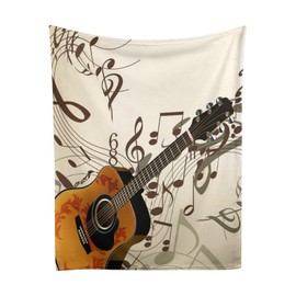 AuHomea Guitar and Notes Throw Blanket Gifts for Girls Soft Fleece Blanket Birthday for Girls Toddler Blanket for Couch Bed, 60"x80"