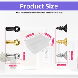 480 Pcs Picture Frame Turn Button Fasteners with 480 Screws, Metal Picture Frame Backing Clips Hardware for Hanging Pictures, Photos, Craft (Gold, Black, Silver)