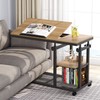 Tribesigns Height Adjustable C Table with Wheels, Mobile Couch Snack