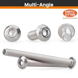 M4 x 6mm 50 Pcs Button Head Socket Cap Screws, 304 Stainless Steel (18-8), Fully Threaded, Bright Finish, Allen Hex Drive, Includes Hex Wrench, for Furniture, DIY, 3D Printing