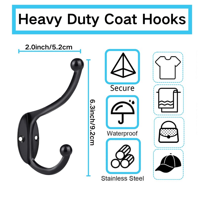 Bosdontek Coat Hooks 10 Pcs Clothes Hooks Vintage Antique hat