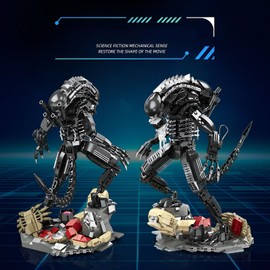 Fuleying Xenomorph Mech Action Figure Building Blocks Kit for Adults, Aliens Clamping Blocks, Fiction Model Toy (882 Pieces)