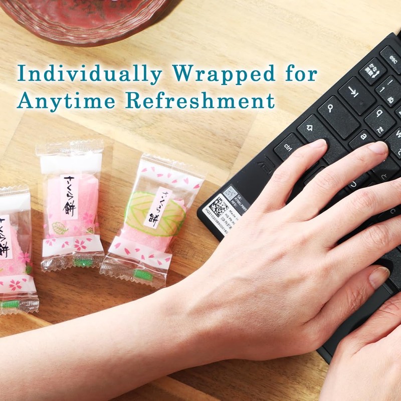 TOMOSAN Japanese Sakura Mochi Candy, Traditional Cherry Blossom Rice Cakes,