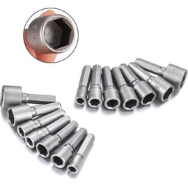 Hsthe Sea 14PCS Chrome-Vanadium Steel Quick Change Metric Socket Wrench Screw 1/4 Inch Hex Shank Pneumatic Screw Sleeve Household Power Maintenance Tool