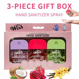 6-PCS Gift Box Set,1.2 Fl Oz Wish Hydrating Liquid Hand Sanitizer Spray, 6 Different Scents, Portable For Travel Set, Perfect For Dating, Daily Life, Gift Giving - Specification: 3-PCS GIFT BOX -A