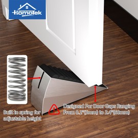 HOMOTEK Adjustable Tall Wedge Door Stopper, Higher Door Stopper Heavy Duty Stainless Steel Door Stop for Bottom of Door, Spring Non-Slip Rubber, Suit for Door Clearance of 0.2"-3", Silver,2 Pack