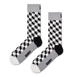 Happy Socks Unisex Filled Optic Socks, black, white