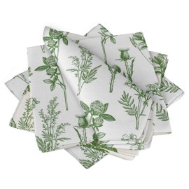 S4Sassy Green Clover & Daisy Floral Cotton Napkin Printed Everyday Basic Washable Table Linen 20 x 20(Pack of 6)