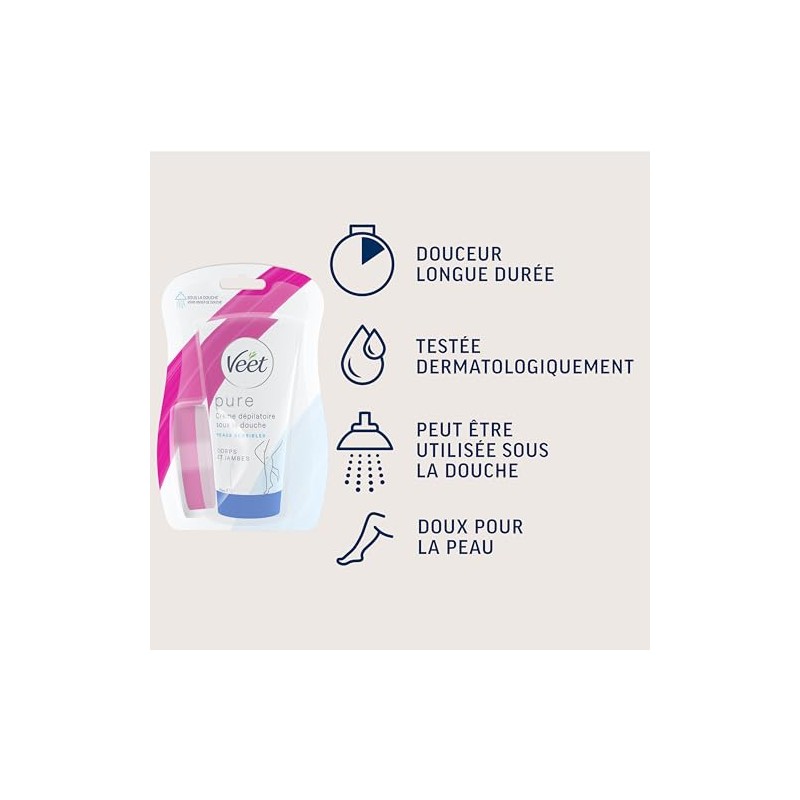 Veet Crema Depilatoria Corporal para Ducha Piel Sensible para Mujer