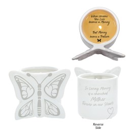 Pavilion Gift Company - in Loving Memory of Cherished Mother - 8 oz Wax Reveal Secret Surprise Message Single-Wick Jasmine Scented Butterfly Candle Bereavement in Memory Memorial Gift Funeral Present