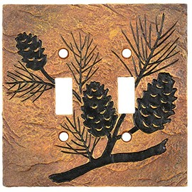 Pinecone Forest Stone Double Switch Cover