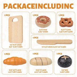 Truee Children's Kitchen Play Kitchen Accessories Made of Wood, Kitchen Toy Cutting Bread Children, Play Kitchen Accessories, Breakfast Set, Play Kitchen Accessories, Wooden Toy for Children