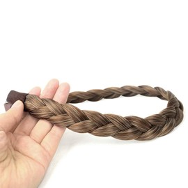BOBIYA 3 Strands Synthetic Hair Light Headband Classic Chunky Wide Braided Braids Elastic Stretch Toupee for Women Girls Beauty Additive 55 g (Caramel Blonde)