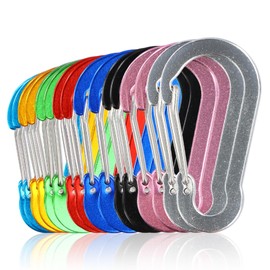 Pack of 16 Carabiner Hooks, 70 mm Large Aluminium Carabiner, Colourful, Gourd Shape Snap Hooks, Key Ring Clips, for Camping, Fishing, Hiking, Backpack Belt & Outdoor Accessories