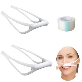 Nasal Bandage Dressing Holder, 2 Pcs Elastic Nose Bandages with 1 Roll Tape High Absorption Nasal Surgery Bandages Recovery Supplies Nasal Postoperative Supplies (White)