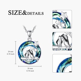 SELKAT Crystal Penguin Necklace 925 Sterling Silver Penguins Pendant Necklace Cute Animal Jewelry Christmas Gifts for Women Mom Wife