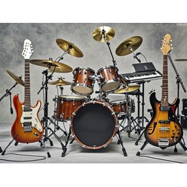 IPISSOI Diamond Dots Painting Drum Kit Rock Instrument 5D Diamond Art DIY Kits Full Round Drill Beads Gem by Number Mosaic Arts and Crafts for Living Room Home Wall Decor 12x16 inch