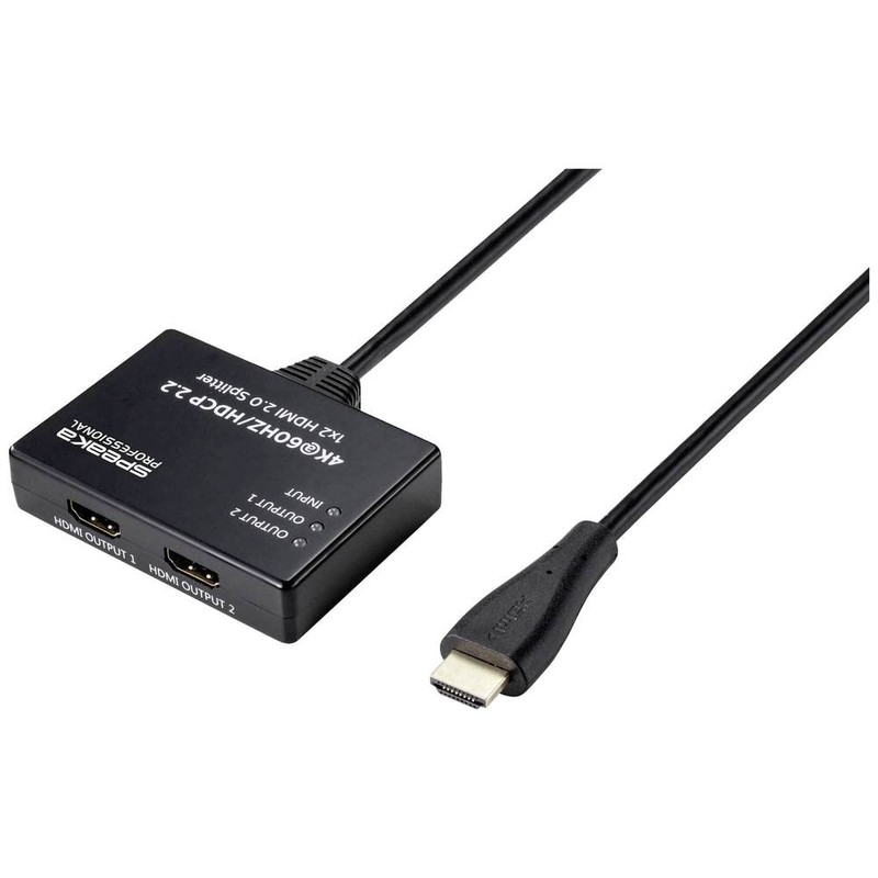 SpeaKa Professional SP-9443508 1+2 Port HDMI splitter Black
