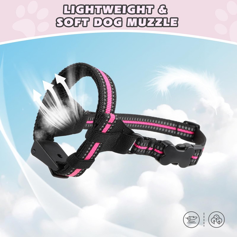 BONTHEE Dog Muzzle,Anti-Bite Adjustable Breathable Soft Muzzle for Small Medium