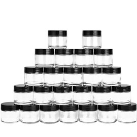 2 oz Glass Jars with Lids, Hoa Kinh 24 Pack Air Tight Leak Proof Small Clear Transparent Cosmetic Glass Jars - White Inner Seal Lid for Handmade Lotions, Creams, Body Butter, Candle, Crafts Storage