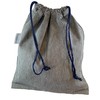 Men's Drawstring Wash Bag - Navy/White Striped Denim