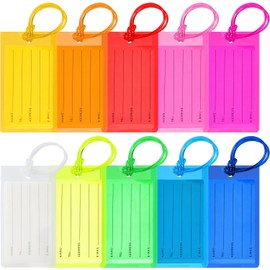 10 Pack Luggage Tags Suitcases Plastic Travel Bag & Baggage ID Label Tags Travel Essentials (10 Pack Mixed Colors)