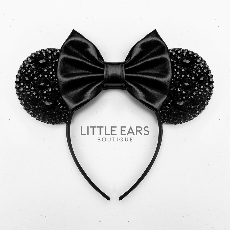 Black Sparkle Mickey Ears with Rhinestones
