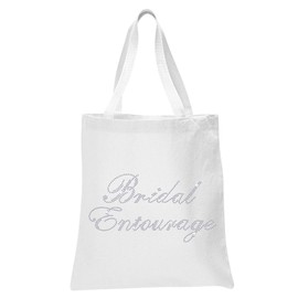 White Brides Entourage Luxury Crystal Bride Tote Bag Wedding Party Gift Bag Cotton