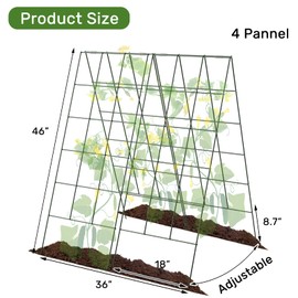 AGTEK 2 Packs 18" x 46" Foldable Cucumber Trellis with Zip Ties Plant Support A Frame Metal Trellis for Cucumber, Climbing Plants, Vegetable Flowers