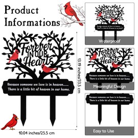 Capoda Cardinal Grave Decorations for Cemetery Memorial Stakes Metal Grave Decorations Cardinals Memorial Plaque Stake Markers for Loss of Mother Father Outdoors Yard Garden Sympathy Graveside Decor