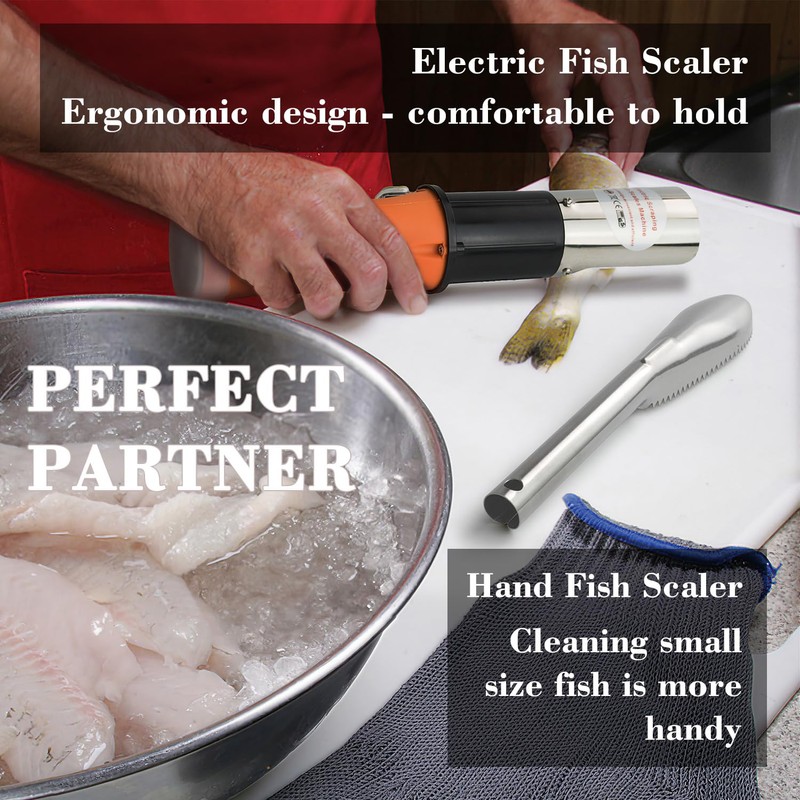 Cordless Electric Fish Scaler Tools,Built-in 12v Rechargeable Battery,2 Cutter Heads,Two-way