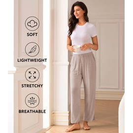 DAVID ARCHY Women's Pajama Pants Comfy Bamboo Rayon Wide Legs Lounge Pants PJ Pants Drawstring Sleep Bottoms with Pockets
