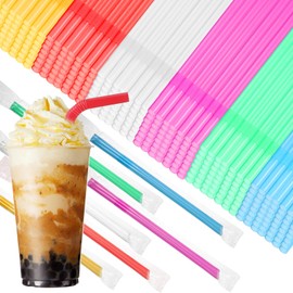 400 Pcs Flexible Drinking Straws Individually Wrapped, Extra-wide Bendy Straws, Milkshake Straws, Straws Flexible Bendy Straws Disposable Plastic Straws