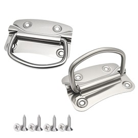 10Pcs Pull Ring Handle 4in Stainless Steel Toolbox Lifting Handles Door Chest Pull Handles Elegant Cabinet Furniture Handles Durable Folding Handle with Easy Installation