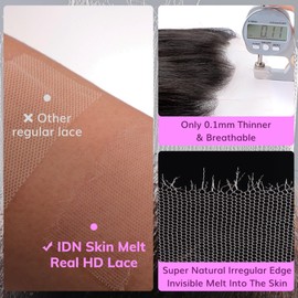 IDN BEAUTY SKINLIKE REAL 5X5 HD Lace Closure Wigs Human Hair 20 Inch 180% Density Body Wave Natural Black 0.1MM Ultra Thin Lace Wear and Go Bleached Single Knot Pre Plucked Glueless Wig