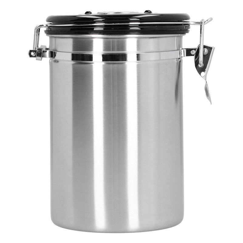 Coffee Beans Canister with Exhaust Valve Stainless Steel Storage Sealing