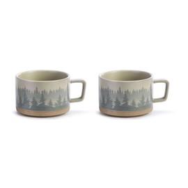 DEMDACO Forest Mist Hazy Grey Ombre 16 ounce Ceramic Stoneware Soup Mugs Set of 2