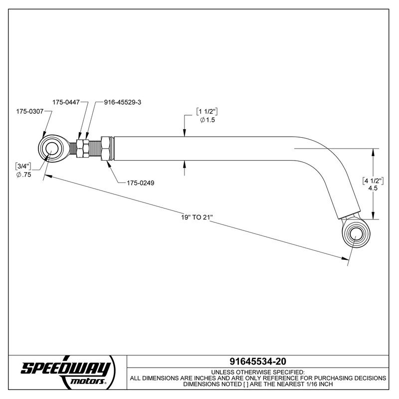 4.5 Bend Lightweight Chrome Moly Adjustable Panhard Bar, 20 In.