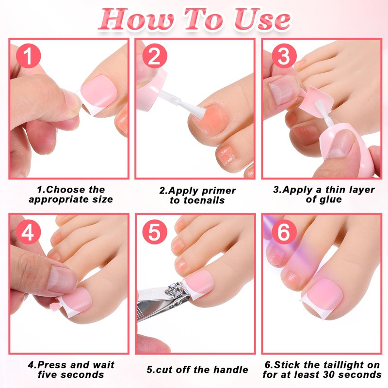 Lnngub 150 Pcs French Tip Toe Nail Press Ons,Press On