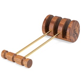 Premium Wood Cutting Board Organizer - Solid Acacia Wood Cutting Board Holder Stand w/Brass - Kitchen Chopping Board Rack by the Apace Living Premier Collection