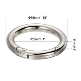 PATIKIL 35x25x5mm Spring Gate O Rings, 5 Pack Round Snap Clip Zinc Alloy for Keyrings Buckle, Silver