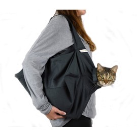 Cat-in-the-Bag Cozy Comfort Carrier - X-Small Charcoal Grey Cat Carrier Bag, Soft Cat Carrier and Cat Wrap for Nail Clipping, Vet Visits, Medication Administration, Dental Care, and Traveling