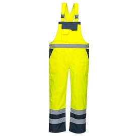 Portwest S488 - Overol de seguridad impermeable Hi Vis, con peto en contraste, transpirable, ropa de trabajo amarillo/azul marino, talla 5XL | Amarill