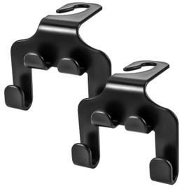 4-in-1 Car Seat Headrest Hooks 2 Pack Multifunctional Car Backseat Organizer with Foldable Phone Holder, Bag Hanger, Grocery and Coat Hook, Car Interior Accessories for Vehicles, SUVs, Trucks