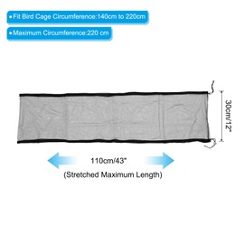 PATIKIL 43x12 Adjustable Birdcage Net Cover, 2 Pack Feather Catcher Guard Soft Airy Skirt Parrot Mesh Cover for Round Square Bird Cage, Black