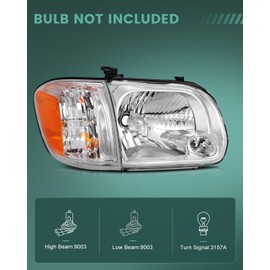 SCITOO Headlight Assembly Fits For Toyota Sequoia 2005-2007,For Toyota Tundra Double Cab 4 Door 2005-2006 headlamp in Chrome Housing Amber Reflector Clear Lens